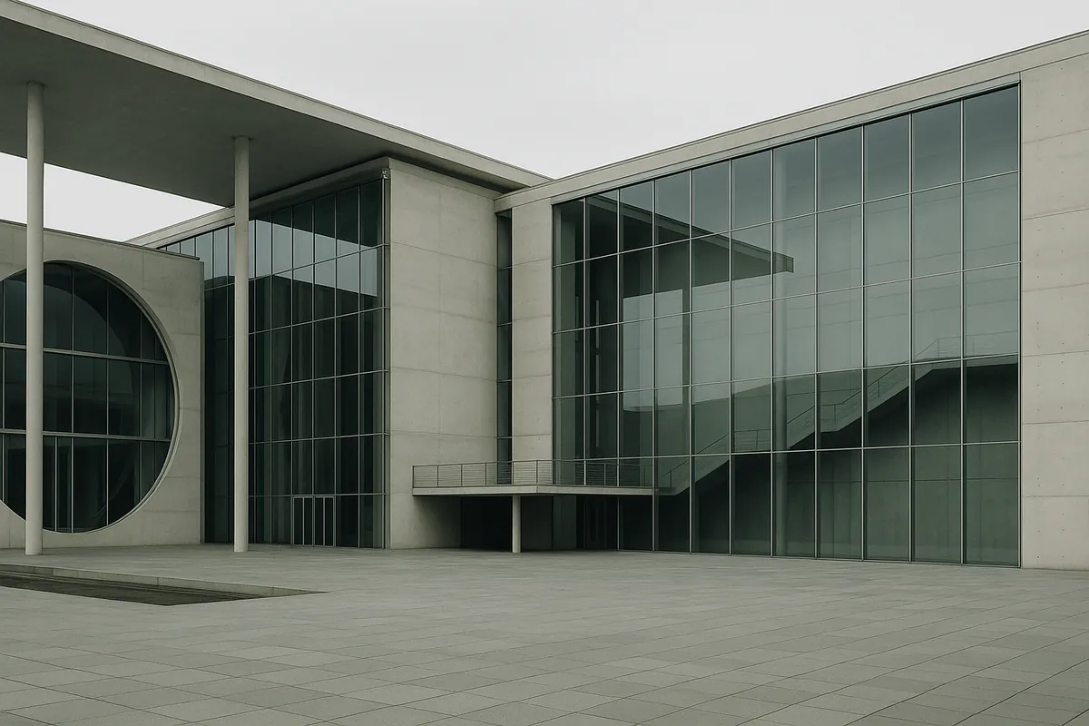 Modern German civic architecture in concrete and glass